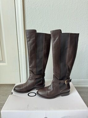 Aldo Women's Brown Leather Knee-High Riding Boots